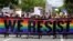 The annual Pride Parade is replaced with a Resist March as members of the LGBT community protest President Donald Trump in West Hollywood, California, June 11, 2017. 