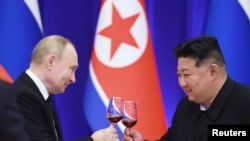 ولادیمیر پوتین، رئیس‌جمهوری روسیه و کیم جونگ اون