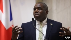 Britain's Foreign Secretary David Lammy speaks during a joint press conference with U.S. secretary of state and Ukrainian foreign minister following their talks in Kyiv, Ukraine, Sept. 11, 2024.