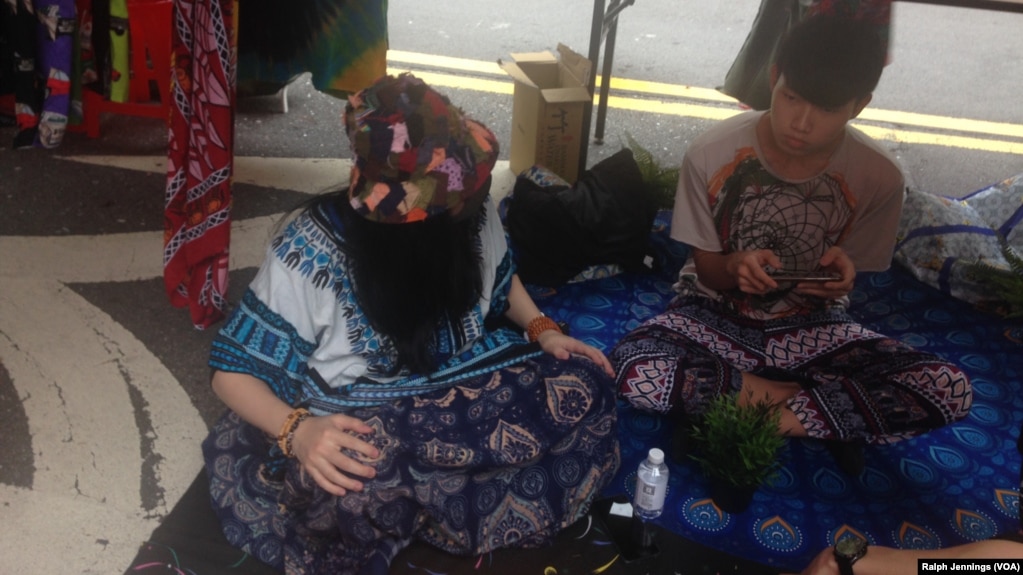 A stall in the street at Green Sensation pro-marijuana rally in Taipei, April 20, 2019.