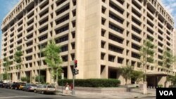 Kantor pusat Dana Moneter Internasional (IMF) di Washington, DC. Lembaga ini baru saja mengeluarkan laporan tahunannya untuk 2010.