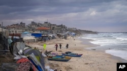 FILE - Tents occupied by displaced Palestinians are seen at the beach in Deir al-Balah, Gaza Strip, Nov. 26, 2024.