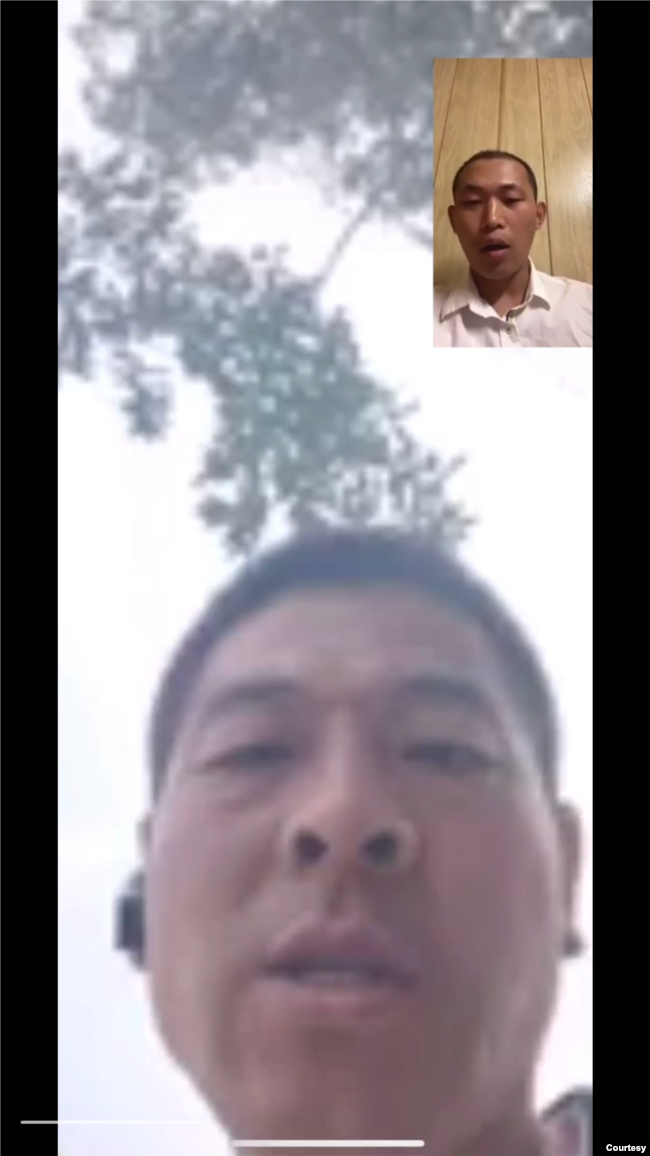 2020年8月12日，老家赵寨子镇政法委书记肖玉广通过微信联系到界立建，诱惑他回国，后改为谩骂。（视频截图，界立建提供）