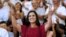 Peru's presidential candidate Veronika Mendoza of 'Frente Amplio' party gestures during an event to introduce her team, in Lima, March 28, 2016. 