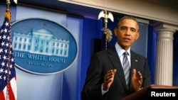 U.S. President Barack Obama delivers a statement on the situation in Ukraine in the press briefing room at the White House in Washington, March 6, 2014.