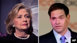 Predsednički kandidati demokrata Hilari Klinton i republikanac Marko Rubio