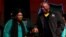 UNkosazana Dlamini-Zuma uxoxa lomsekeli kamongameli wakwele South Africa, uMnu. Cyril Ramaphosa.