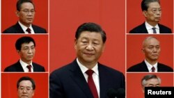 شی جینپینگ، رییس جمهور چین و شش عضو دیگر کمیتۀ سیاسی حزب کمونست