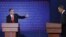 Ilustração do primeiro debate entre o presidente cessante Barack Obama e o candidato republicano, Mitt Romney na noite de Quarta-feira, 03 de Outubro de 2012