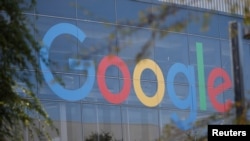 FILE - The Google logo is seen at the company's headquarters in Mountain View, California, Nov. 1, 2018.