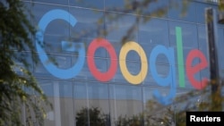 FILE - A Google logo is seen at the company's headquarters in Mountain View, California, Nov. 1, 2018.