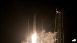 Northrop Grumman Antares rocket lifts off from the launch pad at NASA's Wallops Flight Facility in Wallops Island, Va., Saturday, Nov. 17, 2018. The rocket will deliver supplies to the International Space Station.
