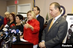 U.S. Rep. Ileana Ros-Lehtinen (R-FL) speaks at a news conference at her office in Miami, Florida Aug. 12, 2015.