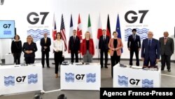 Para Menteri Luar Negeri negara-negara G7 mengakhiri pertemuan di Liverpool, Inggris (12/12). 