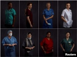 A combination picture shows East Lancashire NHS Trust healthcare workers; Junior Doctor Rahila Dusu, Consultant Orthodontist Charlotte Dugale, Staff Nurse Michaela Gildley-Taylor, Student Nurse Ruby Jocelyn, ICU Nurse Jacqui Jocelyn, Doctor Zebun Nissa,…