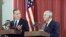 FILE - President George H.W. Bush gestures during a joint news conference with Soviet President Mikhail Gorbachev, at the Soviet Embassy in Madrid, Oct. 29, 1991. Bush died at the age of 94 on Friday, Nov. 30, 2018.
