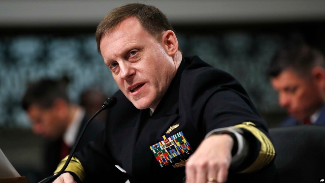 U.S. Cyber Command and National Security Agency Director Admiral Mike Rogers testifies on Capitol Hill in Washington before the Senate Armed Services Committee, May 9, 2017.