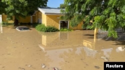 The flooded yard of Sanda Kyarimi Park Zoo is pictured in Maiduguri, northern Borno state, Nigeria, Sept. 10, 2024.