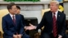 President Donald Trump meets with South Korean President Moon Jae-In in the Oval Office of the White House, May 22, 2018, in Washington. 