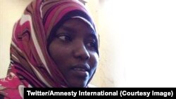 L'adolescente soudanaise Noura Hussein a échappé à la peine capitale pour avoir tué son mari, 26 juin 2018. (Twitter/Amnesty International)