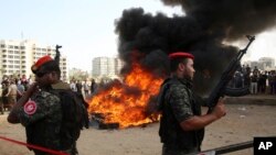 Les forces de sécurité du Hamas, à Gaza, le lundi 22 octobre 2018.