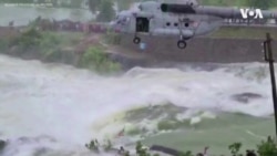  Indian Air Force Helicopter Airlifts Man Stranded at Flooded Dam 