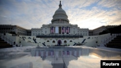 The U.S. Capitol during a rehearsal for the inauguration ceremony Donald Trump