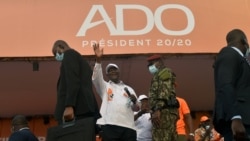 Le président Alassane Ouattara lors de son dernier meeting de campagne à Abidjan, en Côte d'Ivoire, le 29 octobre 2020.