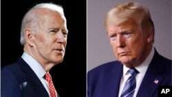 Cựu phó tổng thống Joe Biden (trái) và Tổng thống Donald Trump.