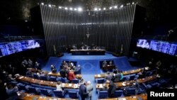 General view of Brazil's Senate during a session to vote on the pension reform bill in Brasilia, Brazil, Oct. 1, 2019.