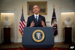 President Barack Obama announces a major shift in U.S-Cuba relations, Dec. 17, 2014.
