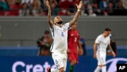 Arturo Vidal lors de la qualification de la sélection chilienne pour la finale de la Coupe des Confédérations grâce à une victoire aux tirs au but contre le Portugal au stade de Kazan, Russie, le 28 juin 2017.