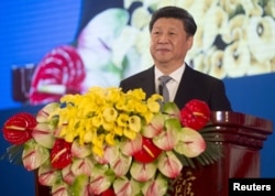 Chinese President Xi Jingping speaks during the opening session of the US - China Strategic and Economic Dialogues at Diaoyutai State Guesthouse in Beijing, June 6, 2016.