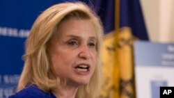 La représentante Carolyn Maloney au National Press Club à Washington, le mardi 12 avril 2016.