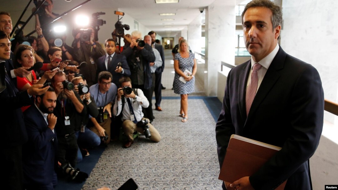Ông Michael Cohen, luật sư của Tổng thống Donald Trump, nói với các phóng viên sau khi gặp các nhân viên trong Ủy ban Tình báo Thượng viện ngày 19/9/2017.