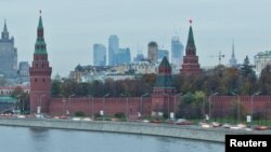 A view of Moscow's Kremlin, Ministry of Foreign affairs and Moscow City business district, October 18, 2011.