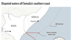 Map showing the Kenya-Somalia coastline and disputed area.