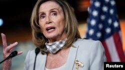 အမေရိကန် အောက်လွှတ်တော် ဥက္ကဋ္ဌ Nancy Pelosi။ (သြဂုတ် ၁၃၊ ၂၀၂၀)