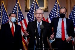 U.S. Senate Majority Leader Mitch McConnell, R-KY, speaks during a news conference with other Senate Republicans at the U.S. Capitol in Washington, Dec. 15, 2020.