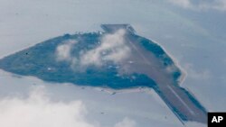 Philippine-claimed Thitu island, part of the Spratlys group of islands, is shown, April 21, 2017.