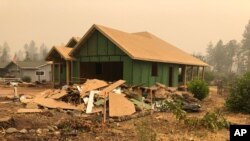 A home under construction in Paradise, Calif., Sept. 10, 2020. Most of the buildings in Paradise were destroyed in a 2018 wildfire. 