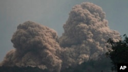 Gunung Rokatenda terlihat mengeluarkan asap dan materi vulkanik di Pulau Palue, Nusa Tenggara Timur (11/8).