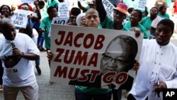 Demonstrators protest against South African President Jacob Zuma in Pretoria, April 4, 2017.