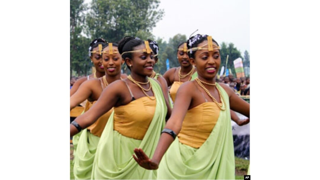 Dancers marking Kwita Izina in Rwanda, a holiday celebrating the births of rare baby mountain gorillas. At present there are only 780 in the world.