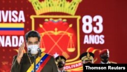 El presidente en disputa Nicolás Maduro participa en una ceremonia para conmemorar el 83 aniversario de la Guardia Nacional Bolivariana, que tuvo lugar en Caracas el pasado 4 de agosto.