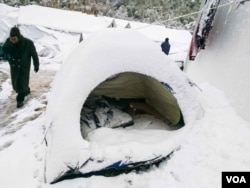 An Image sent to VOA from a resident a Moria camp. The Greek migration minister had previously claimed that no refugee would be cold this winter.