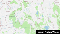 Map of the Mau forest. The Nkoben area, on the Maasai Mau side of the forest, was the site of forceful evictions in 2018. (John Emerson/Human Rights Watch)