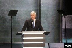 Newt Gingrich speaks at the Republican National Convention, July 20, 2016. (A. Shaker/VOA)