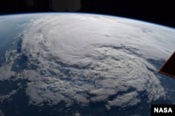 Astronaut Randy Bresnik took this photo of Tropical Storm Harvey from the International Space Station on Aug. 28 at 1:27 p.m. CDT.