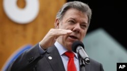 FILE - Colombia's President Juan Manuel Santos.